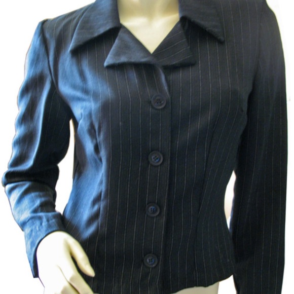 Vintage All That Jazz 90s Pinstripe Blazer Jacket Preppy Academia Corpcore Chic - Picture 1 of 5